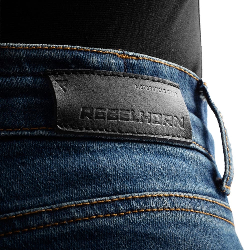 Dame cropped motorcykeljeans Rebelhorn Classic Monolayer vasket blå