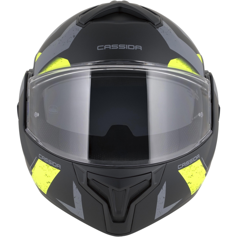 Cassida MultiFlip Korp flip-up motorcykelhjelm mat sort-fluo gul-grå