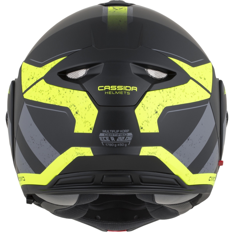 Cassida MultiFlip Korp flip-up motorcykelhjelm mat sort-fluo gul-grå