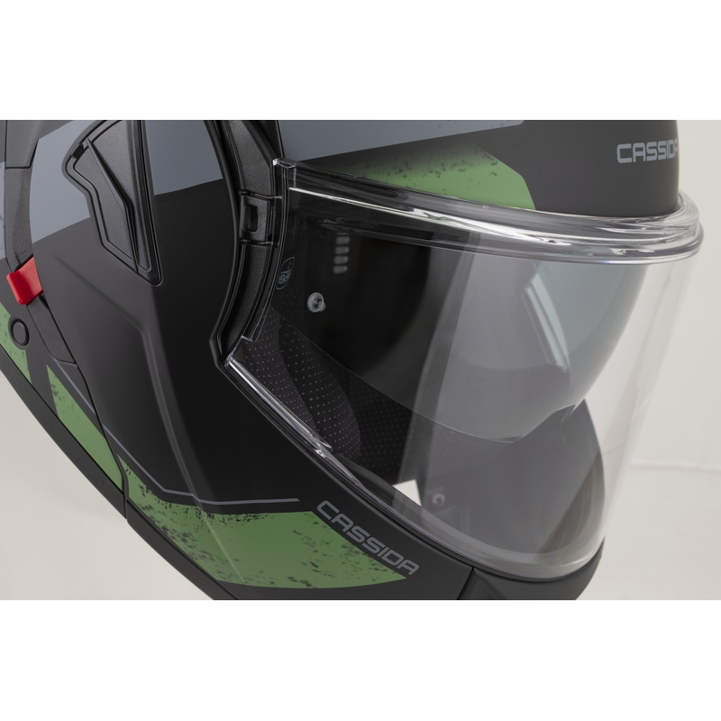 Cassida MultiFlip Korp flip-up motorcykelhjelm mat sort-grøn-grå