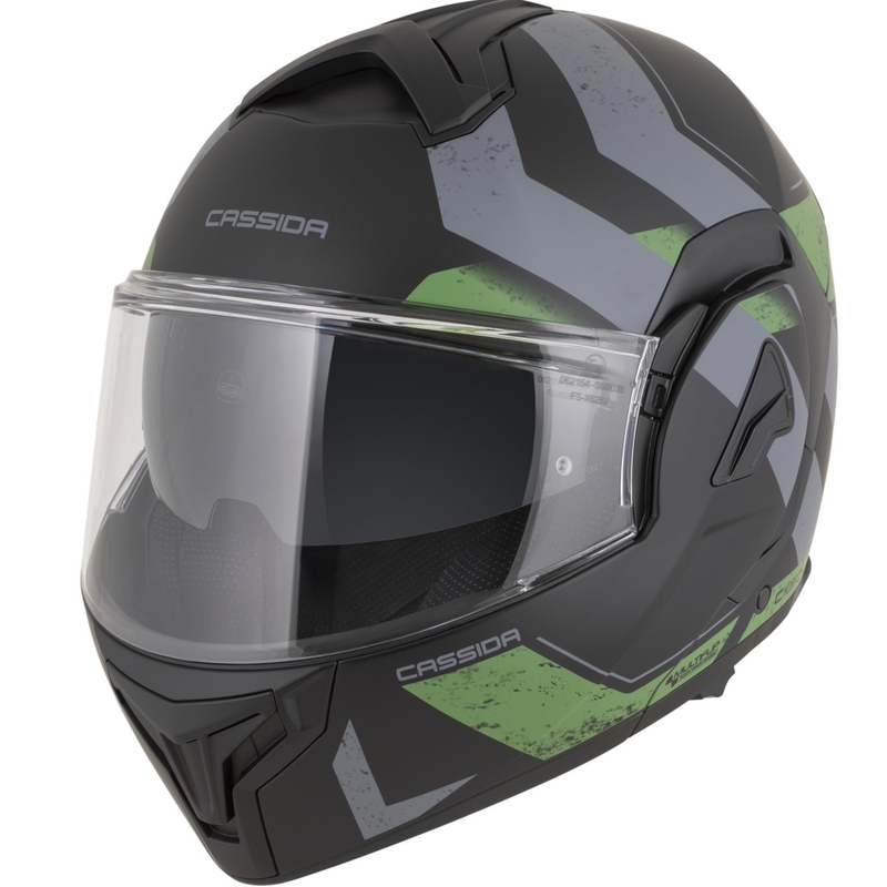 Cassida MultiFlip Korp flip-up motorcykelhjelm mat sort-grøn-grå