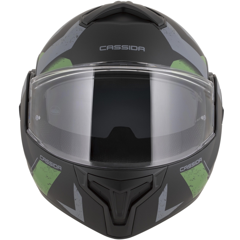 Cassida MultiFlip Korp flip-up motorcykelhjelm mat sort-grøn-grå