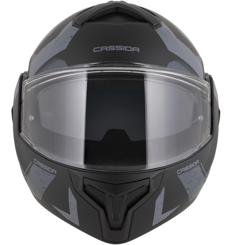 Cassida MultiFlip Korp flip-up motorcykelhjelm mat sort-mørkegrå-grå