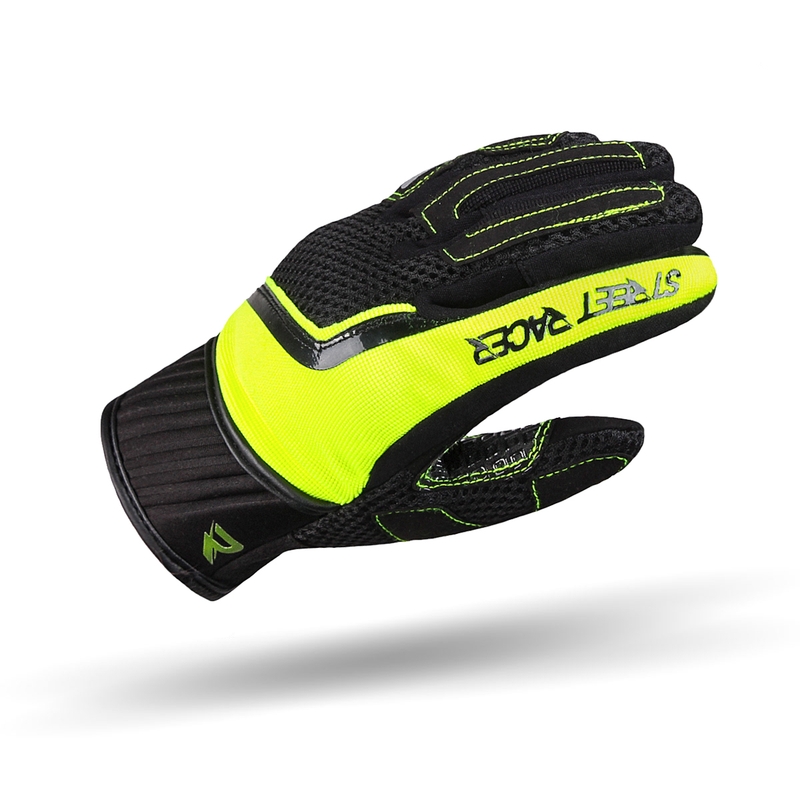 Street Racer Stunt Motorcykelhandsker Sort-Fluo Gul