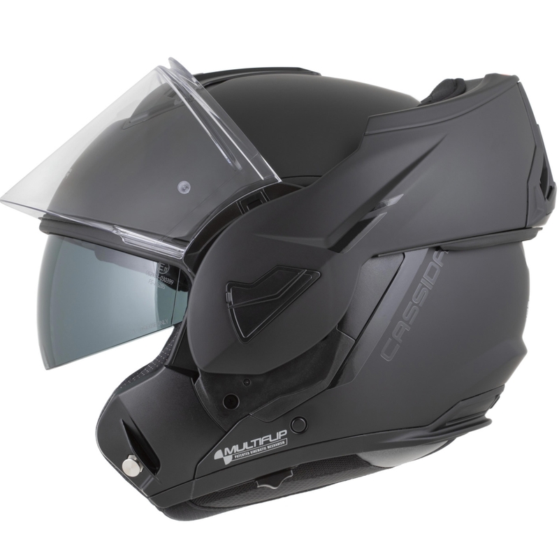 Cassida MultiFlip Solid Blackout flip-up motorcykelhjelm, mat sort-sort