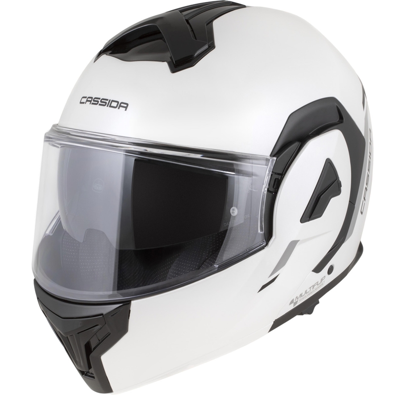 Cassida MultiFlip Solid flip-up motorcykelhjelm perlehvid-sort