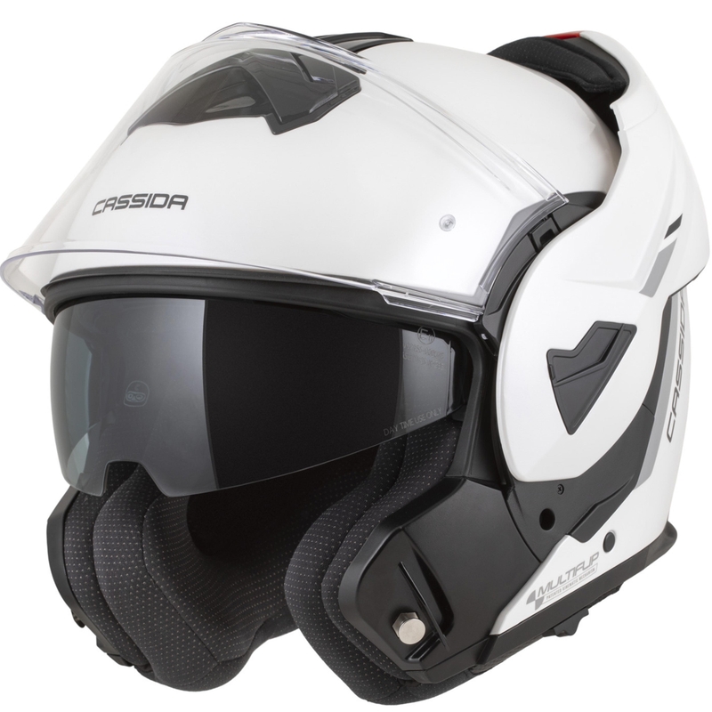 Cassida MultiFlip Solid flip-up motorcykelhjelm perlehvid-sort