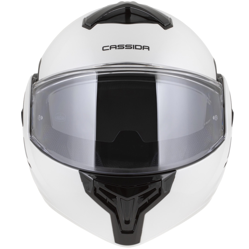Cassida MultiFlip Solid flip-up motorcykelhjelm perlehvid-sort