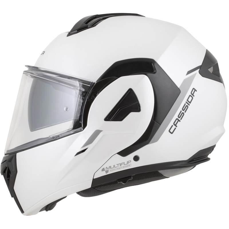 Cassida MultiFlip Solid flip-up motorcykelhjelm perlehvid-sort