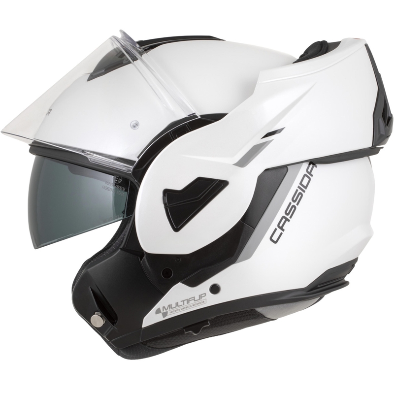 Cassida MultiFlip Solid flip-up motorcykelhjelm perlehvid-sort