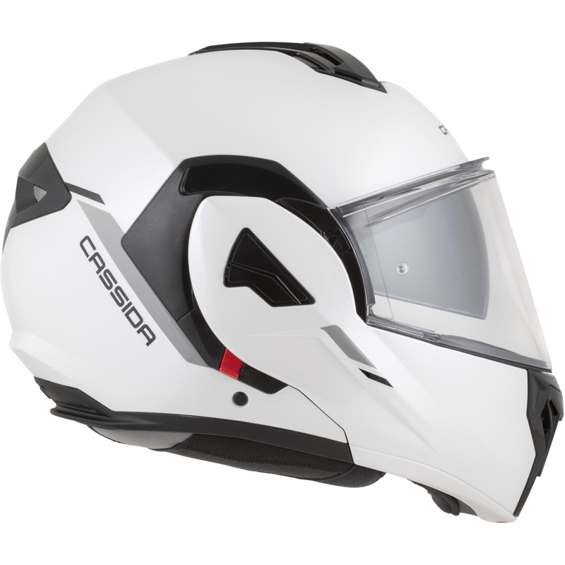 Cassida MultiFlip Solid flip-up motorcykelhjelm perlehvid-sort