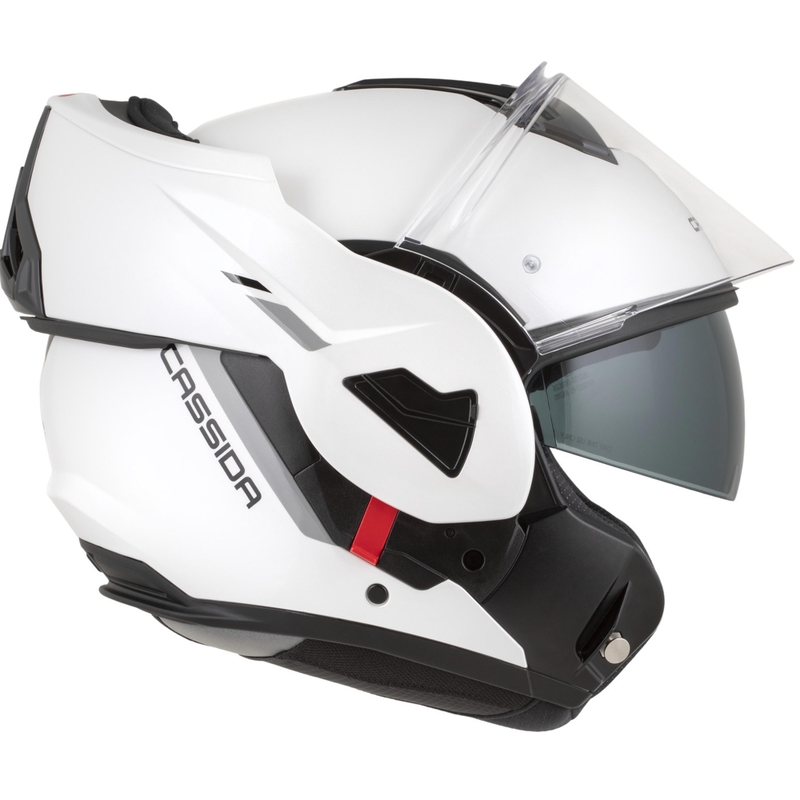 Cassida MultiFlip Solid flip-up motorcykelhjelm perlehvid-sort