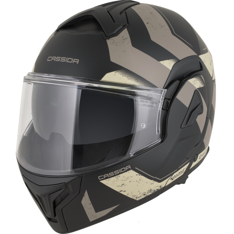 Cassida MultiFlip Korp flip-up motorcykelhjelm, mat sort-sand-khaki