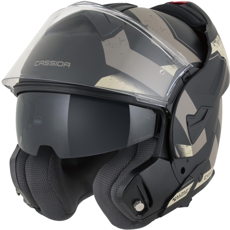Cassida MultiFlip Korp flip-up motorcykelhjelm, mat sort-sand-khaki