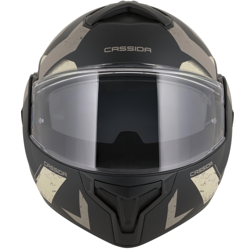 Cassida MultiFlip Korp flip-up motorcykelhjelm, mat sort-sand-khaki