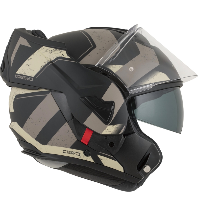 Cassida MultiFlip Korp flip-up motorcykelhjelm, mat sort-sand-khaki