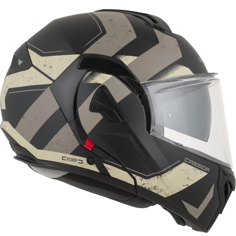 Cassida MultiFlip Korp flip-up motorcykelhjelm, mat sort-sand-khaki