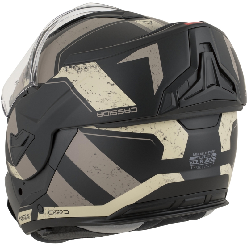 Cassida MultiFlip Korp flip-up motorcykelhjelm, mat sort-sand-khaki