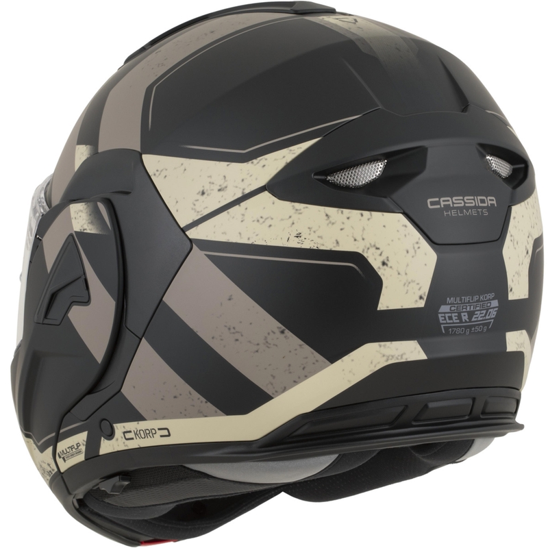 Cassida MultiFlip Korp flip-up motorcykelhjelm, mat sort-sand-khaki