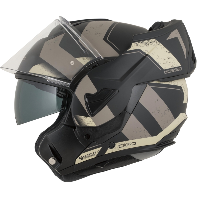 Cassida MultiFlip Korp flip-up motorcykelhjelm, mat sort-sand-khaki