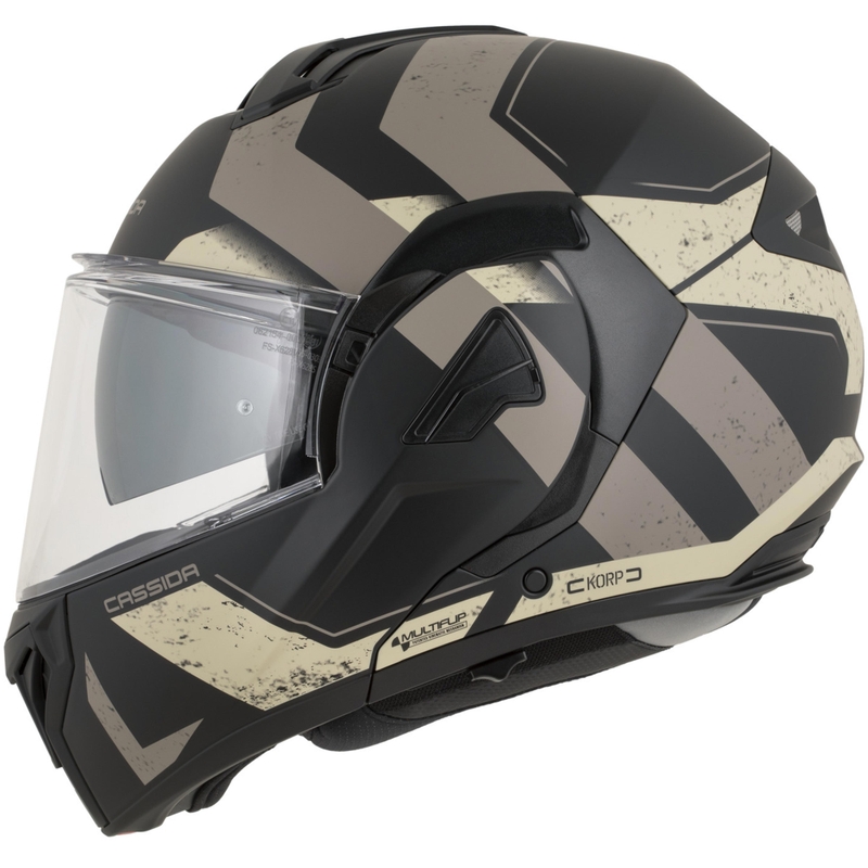 Cassida MultiFlip Korp flip-up motorcykelhjelm, mat sort-sand-khaki