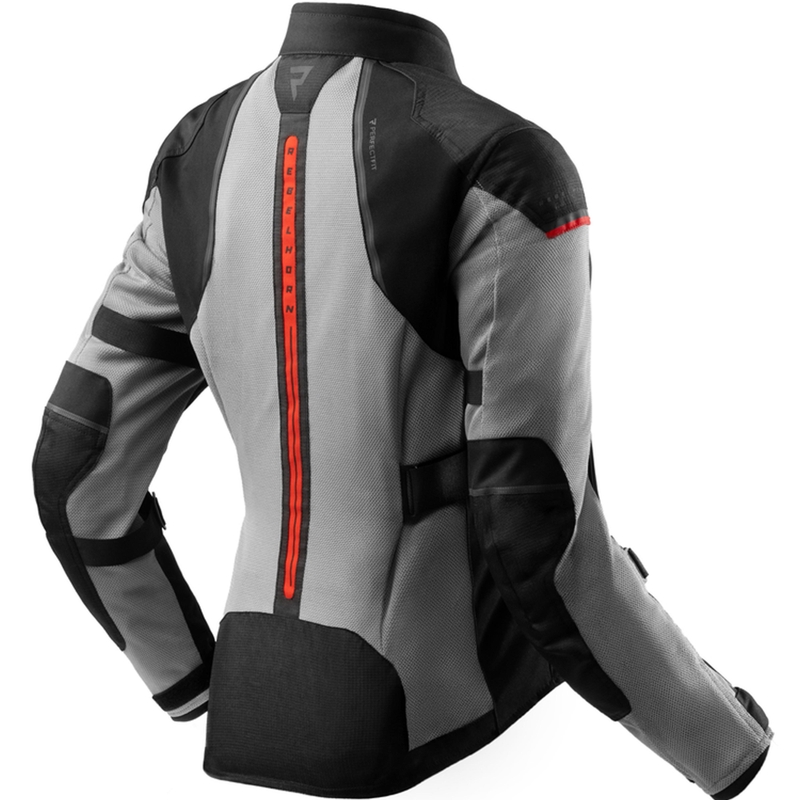 Dame motorcykeljakke Rebelhorn Scandal 3 sort-grå-rød