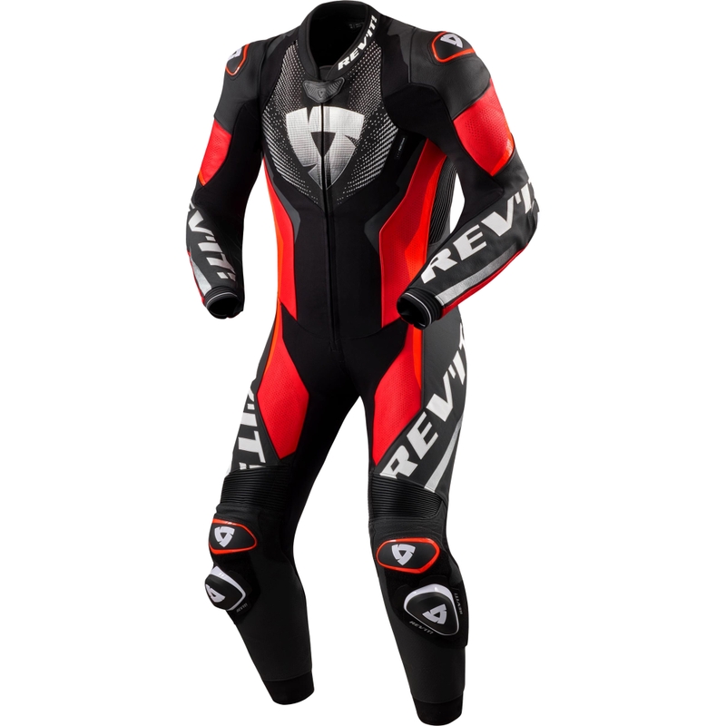 Motorcykeldragt Revit One Piece Hyperspeed 3, Sort/Fluo Rød
