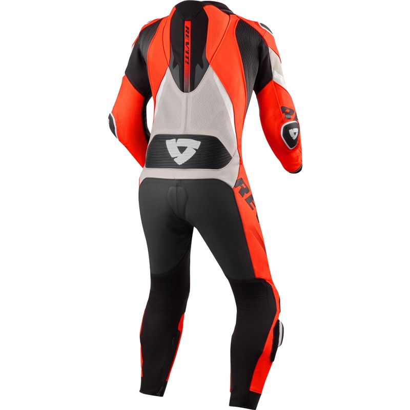 Motorcykeldragt Revit One Piece Hyperspeed 3, Lysegrå-Fluo Rød