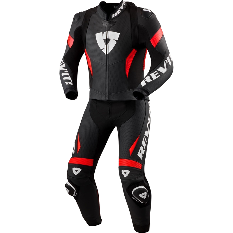 Revit Argon 3 todelt motorcykeldragt sort-fluo rød