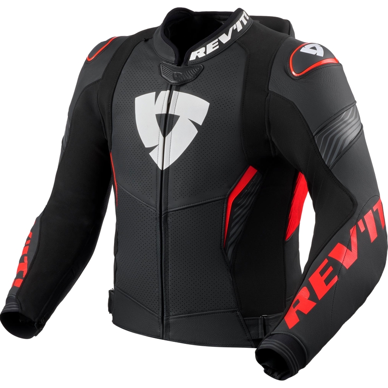 Revit Argon 3 PRO motorcykel læderjakke sort-fluo rød