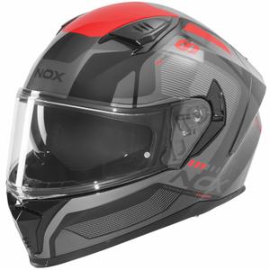 Fullface motorcykelhjelm NOX N402 Mentor sort-rød
