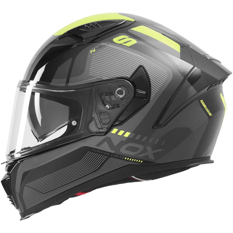 Fullface motorcykelhjelm NOX N402 Mentor sort-fluorogul
