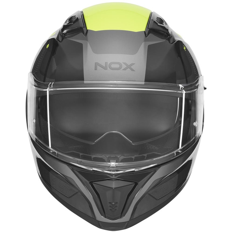 Fullface motorcykelhjelm NOX N402 Mentor sort-fluorogul