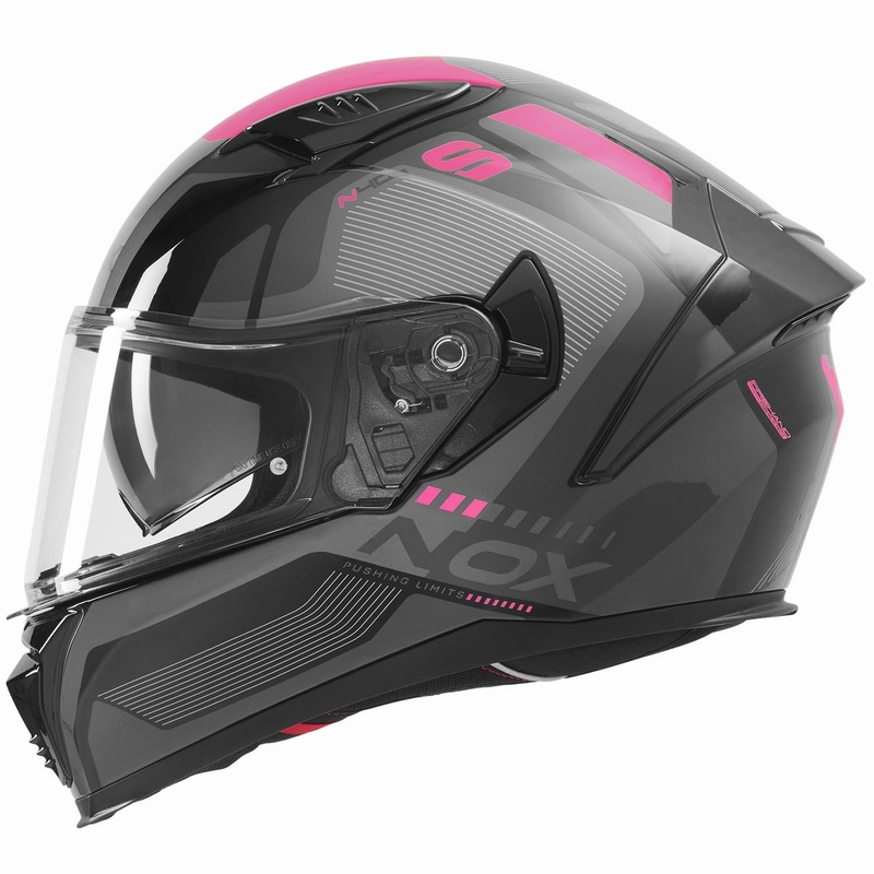 Fullface motorcykelhjelm NOX N402 Mentor sort-pink