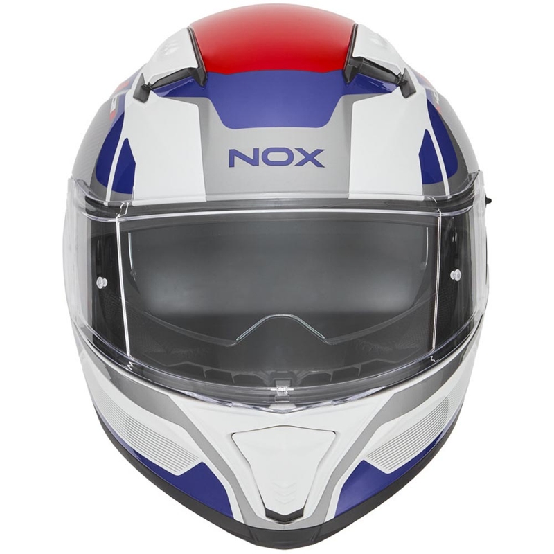 Fullface motorcykelhjelm NOX N402 Mentor hvid-blå-rød