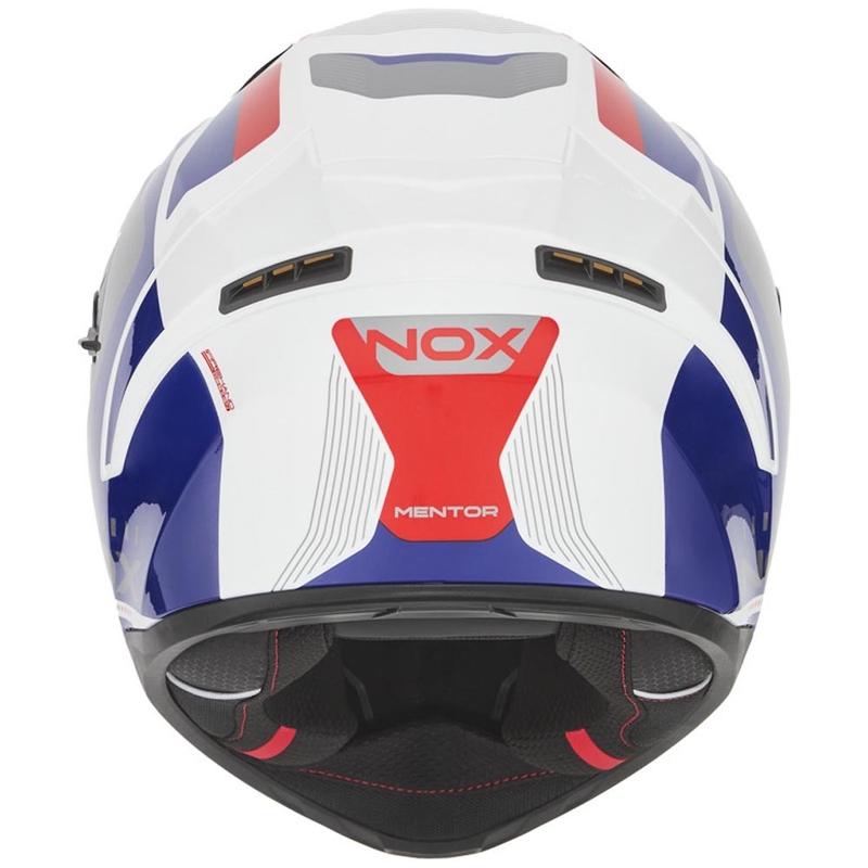 Fullface motorcykelhjelm NOX N402 Mentor hvid-blå-rød