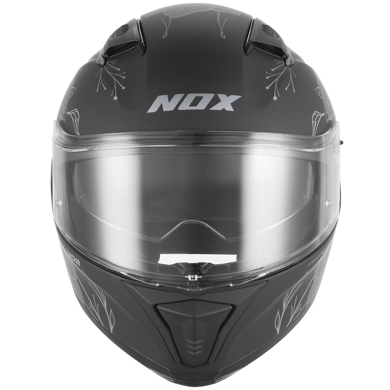 Fullface motorcykelhjelm NOX N402 Spring mat sort-sølv