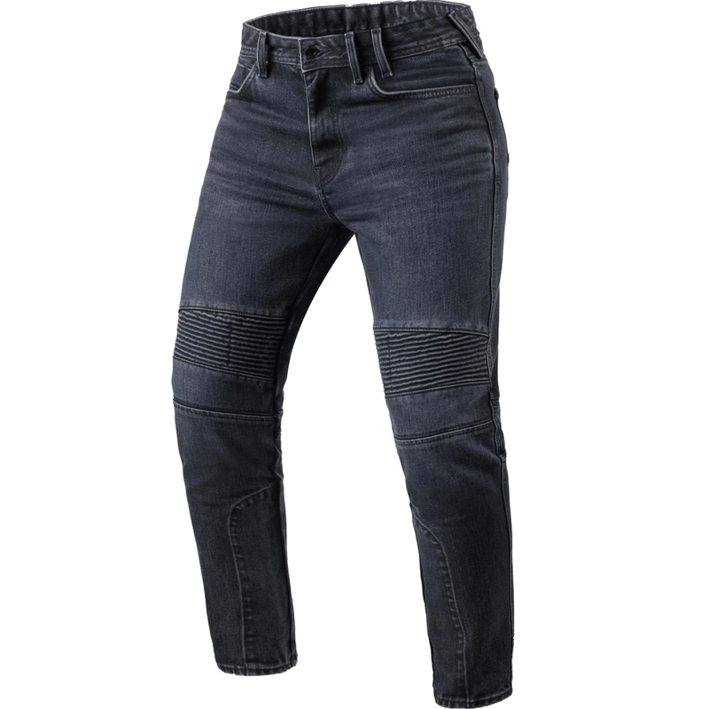 Revit Moto 2 TF Ekstra Cropped Motorcykeljeans, Vasket Mørkeblå-Sort