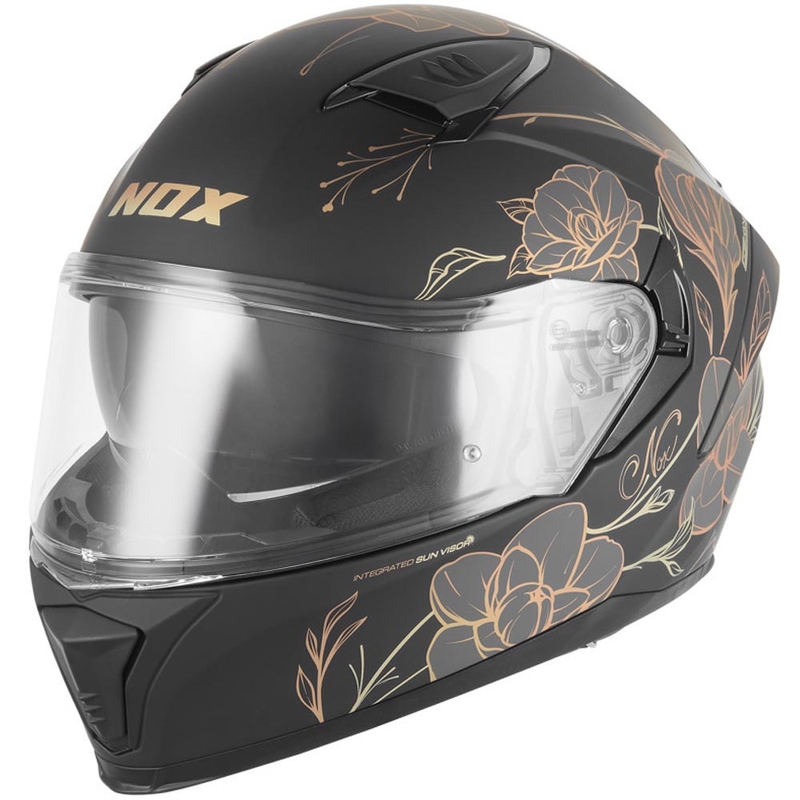 Fullface motorcykelhjelm NOX N402 Spring mat sort-guld