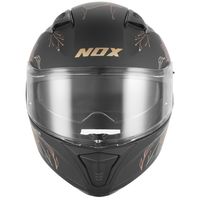 Fullface motorcykelhjelm NOX N402 Spring mat sort-guld
