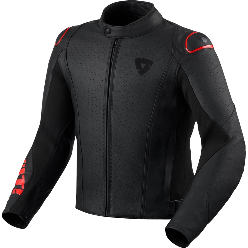 Revit Quadratic motorcykellæderjakke sort-fluo rød