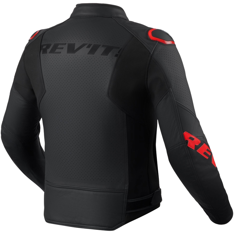 Revit Quadratic motorcykellæderjakke sort-fluo rød
