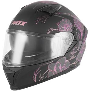 Fullface motorcykelhjelm NOX N402 Spring mat sort-pink