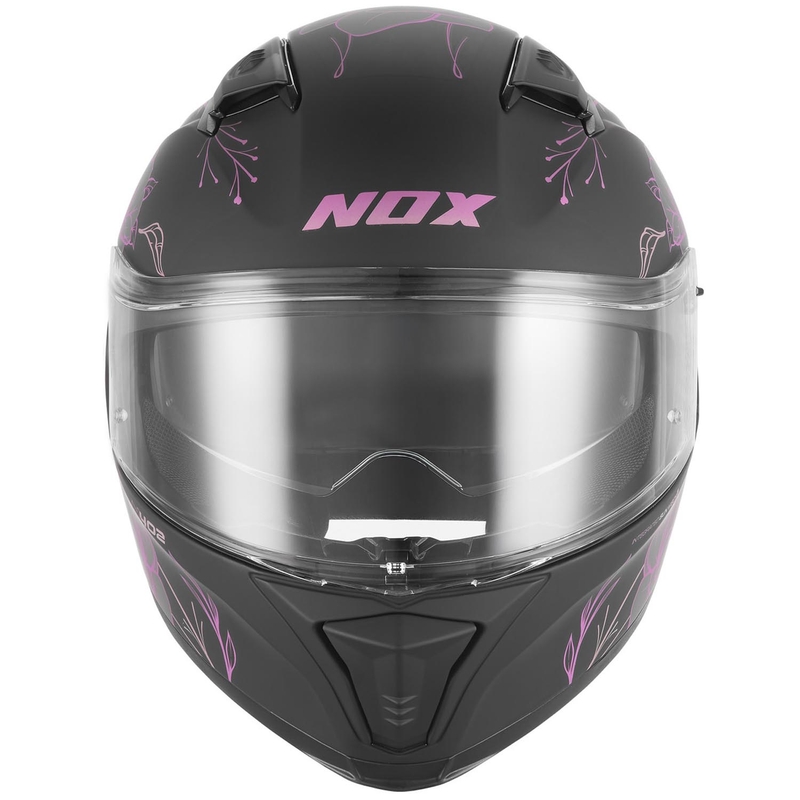 Fullface motorcykelhjelm NOX N402 Spring mat sort-pink
