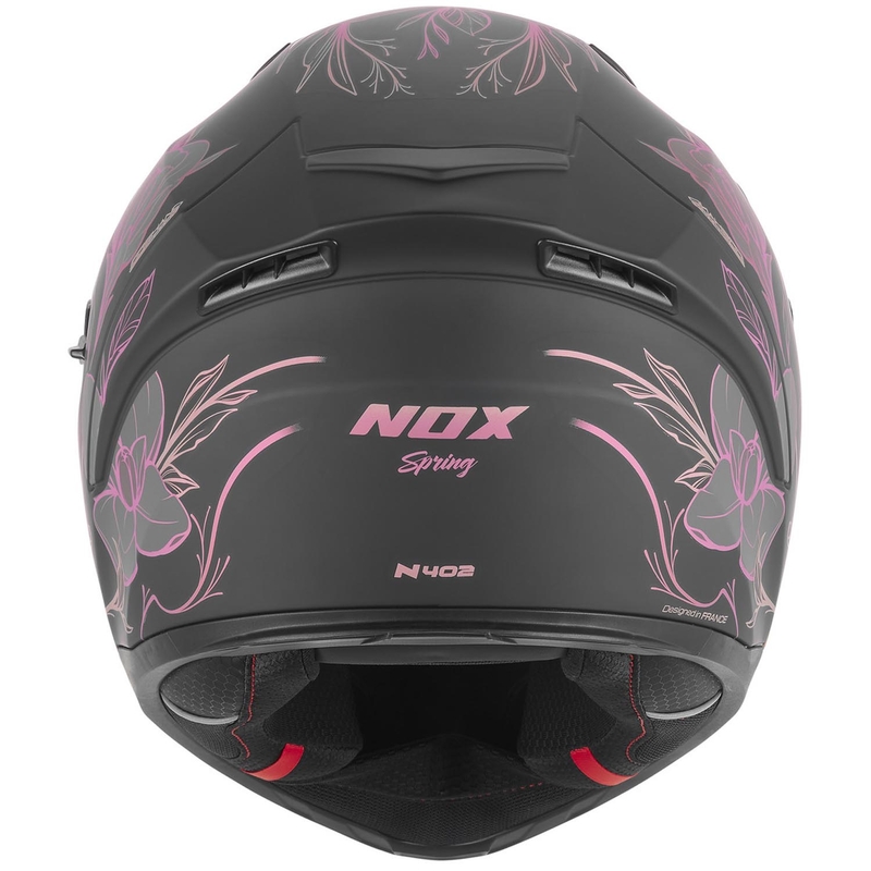 Fullface motorcykelhjelm NOX N402 Spring mat sort-pink