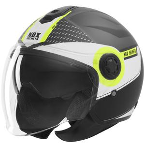 Åben motorcykelhjelm NOX N182 Rund mat sort-fluo gul