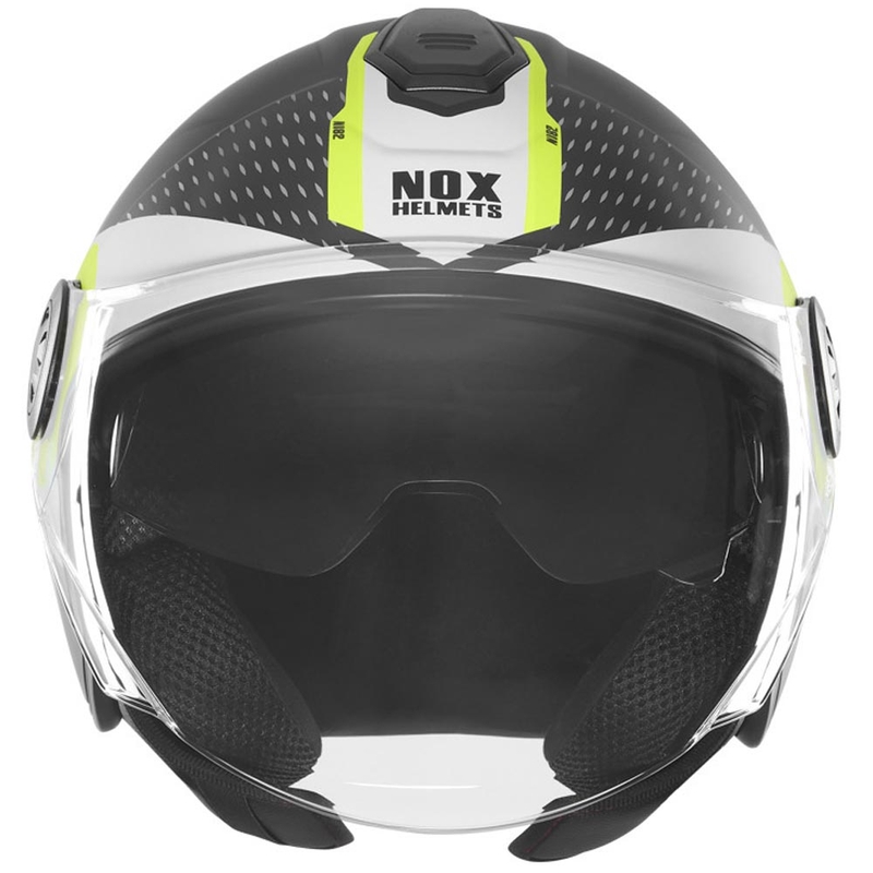 Åben motorcykelhjelm NOX N182 Rund mat sort-fluo gul