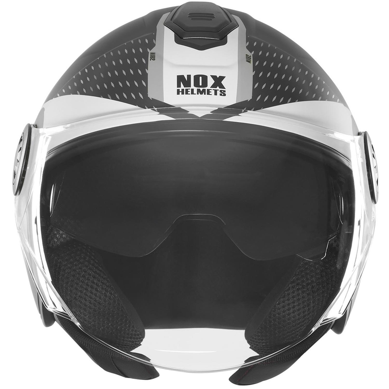 Åben motorcykelhjelm NOX N182 Rund mat sort-sølv