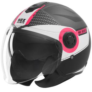 Åben motorcykelhjelm NOX N182 Rund mat sort-pink