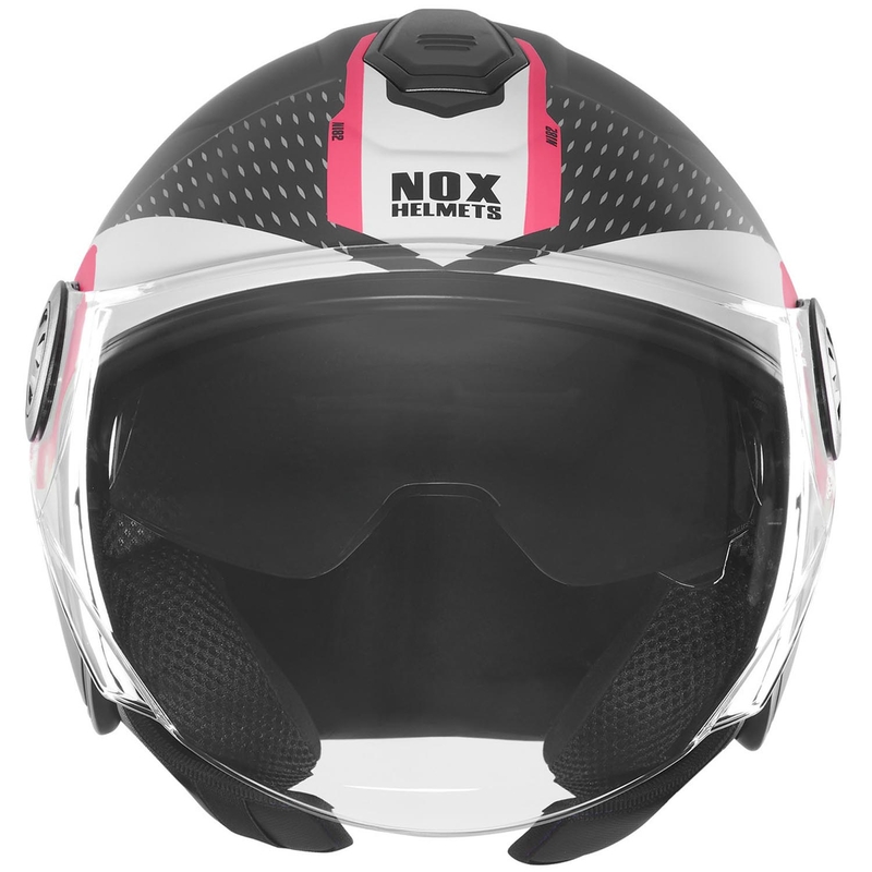 Åben motorcykelhjelm NOX N182 Rund mat sort-pink